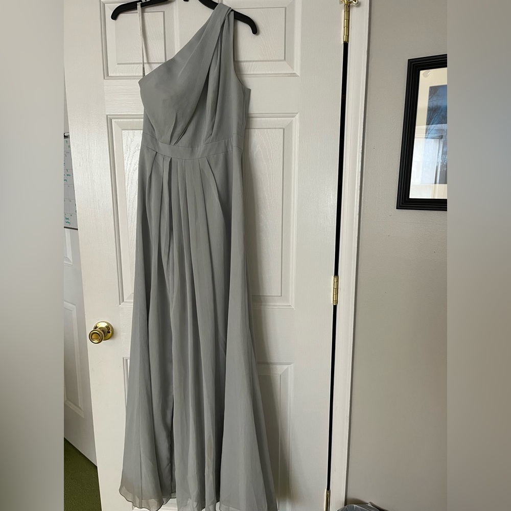 David’s Bridal One Shoulder Pale Blue Prom Dress